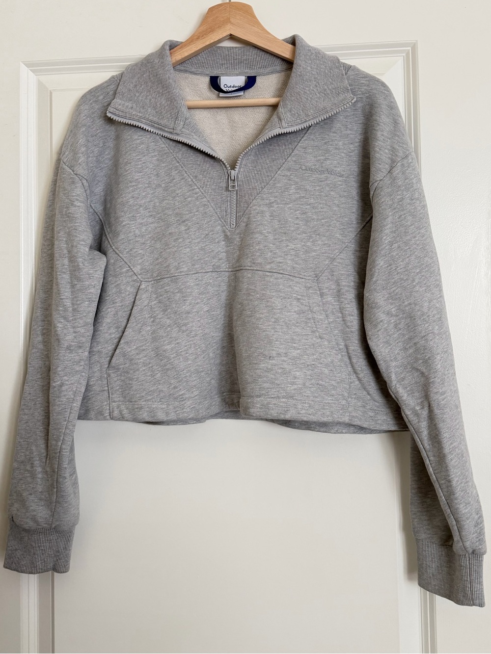 Outdoor Voices Light Gray Quarter-Zip Pullover Sweatshirt